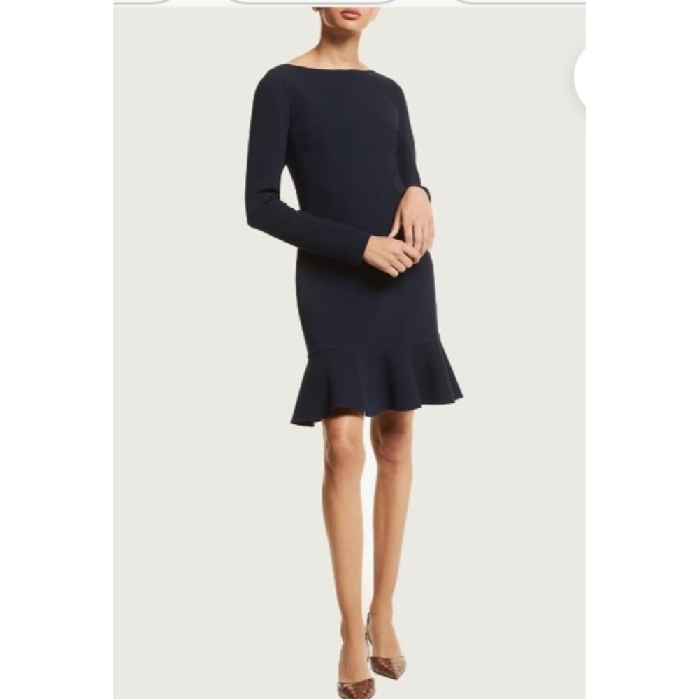 Michael Kors Collection Black Virgin Wool Flounce Dress Italy Size 6 LBD Party